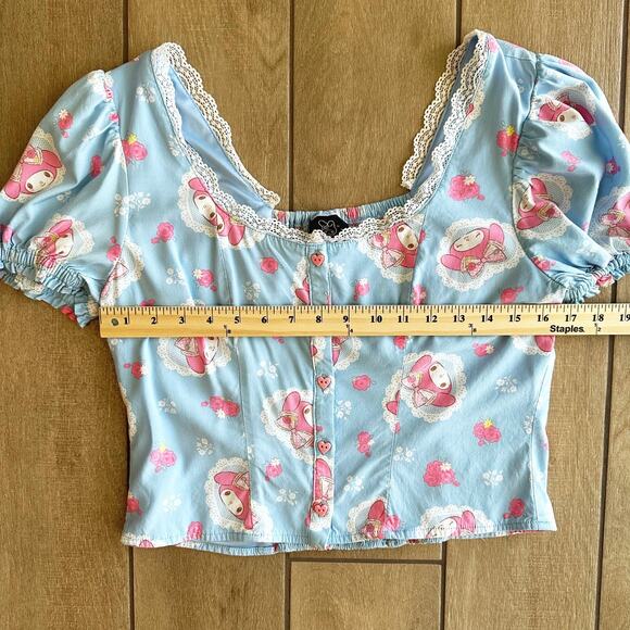 My Melody Peasant Girl Crop Top Large Puff Sleeve Kawaii Cute Kidcore Cosplay - Picture 5 of 6